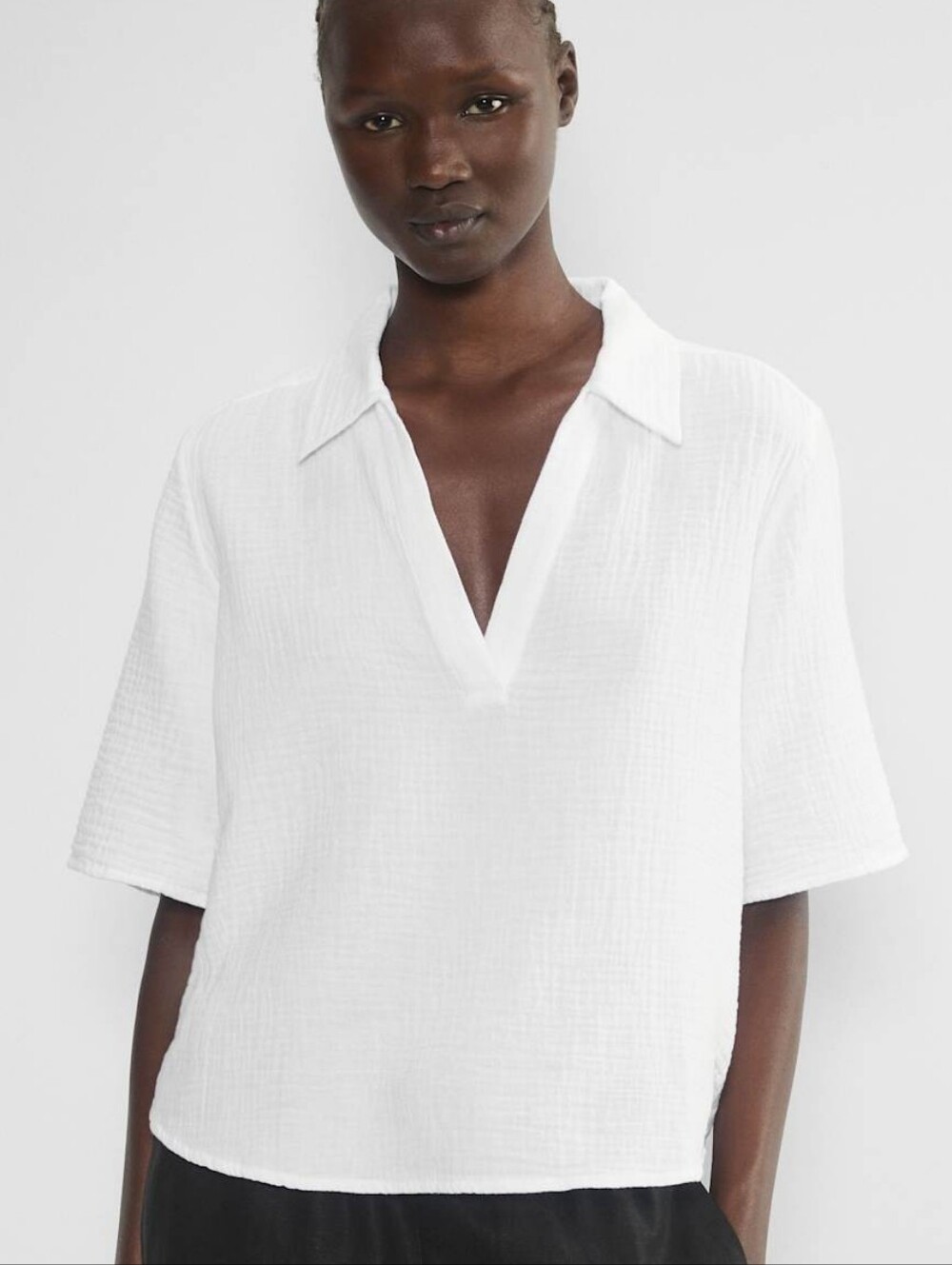 Aritzia Little Moon Airplush Bari Top, White Salt, Cotton Gauze